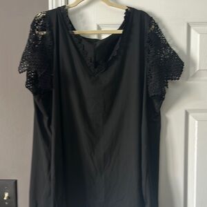 SHEIN Black Lace Sleeve Blouse